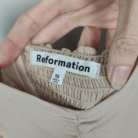 Reformation‎ Emersyn Dress Womens 10 Champagne Pink Bridesmaid Wedding Midi - Picture 9 of 12